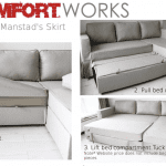 Under IKEA Manstad’s skirt – How does the bed compartment work with the Loose Fit Slipcovers?
