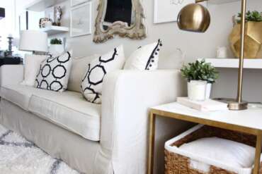 Beautify your IKEA sofa with custom long skirt slipcovers