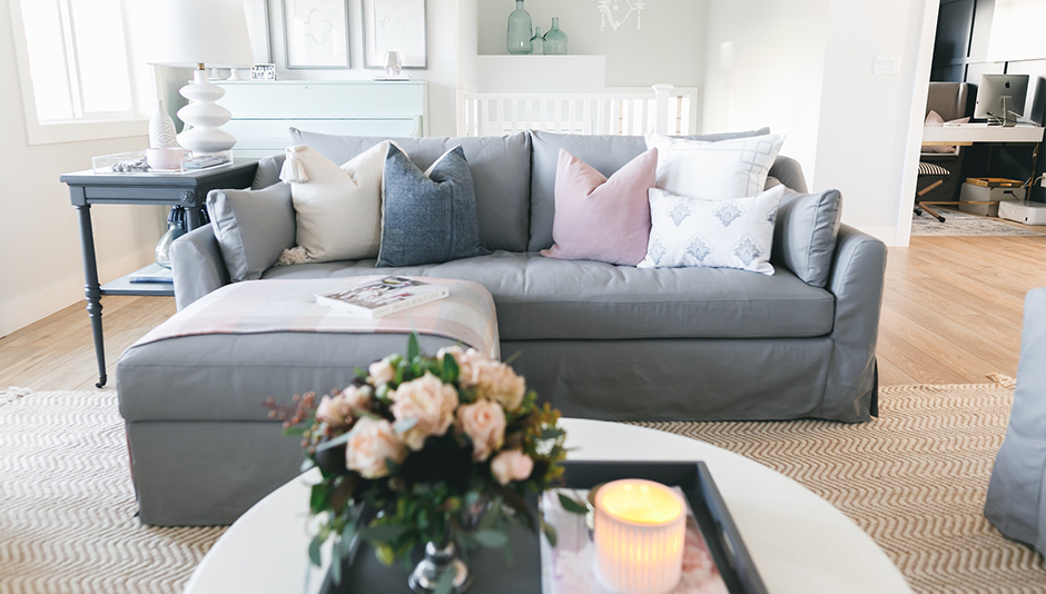 IKEA Farlov sofa in custom slipcovers