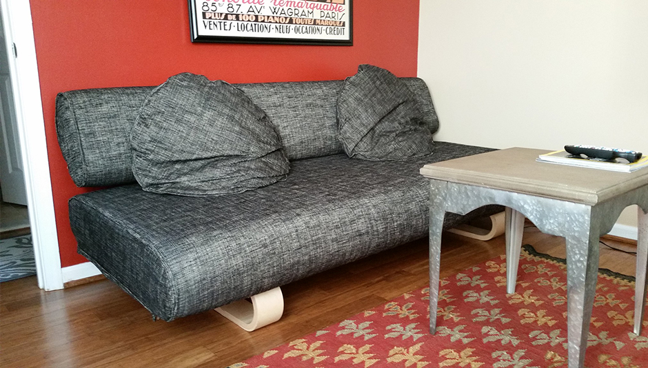 IKEA Allerum sofa bed in custom black sofa covers